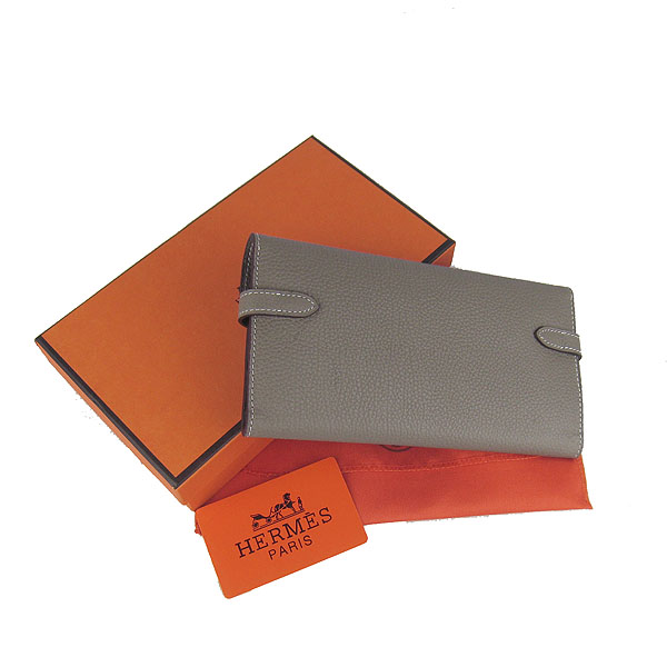 High Quality Hermes Kelly Long Clutch Bag Grey H009 Replica - Click Image to Close